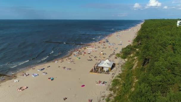 Playa Mar Báltico Pobierowo Plaza Morze Baltyckie Vista Aérea Polonia — Vídeos de Stock