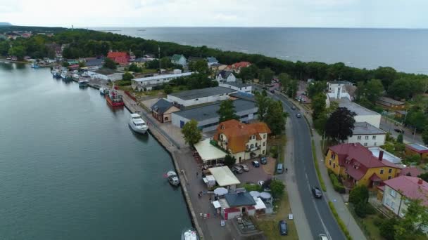 Hafenlandschaft Dziwnow Krajobraz Luftaufnahme Polen Hochwertiges Filmmaterial — Stockvideo
