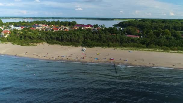 Plaża Bałtyk Dziwnow Plaza Morze Bałtyckie Widok Lotu Ptaka Polska — Wideo stockowe
