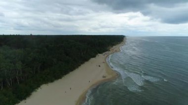 Plaj Baltık Denizi Lukecin Plaza Morze Baltyckiea Hava Görüntüsü Polonya. Yüksek kalite 4k görüntü