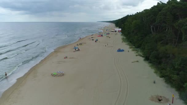 Pláž Baltské Moře Lukecin Plaza Morze Baltyckiea Aerial View Polsko — Stock video