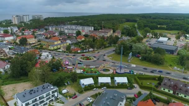Downtown Όμορφο Τοπίο Dziwnowek Piekny Krajobraz Aerial View Πολωνία Υψηλής — Αρχείο Βίντεο