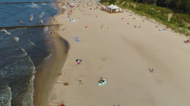 Strand Baltic Sea Pobierowo Plaza Morze Baltyckie Luftaufnahme Polen Hochwertiges — Stockvideo
