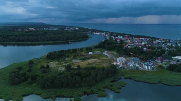 Paisaje Laguna Zalew Kamienski Dziwnow Krajobraz Vista Aérea Polonia Imágenes — Vídeos de Stock