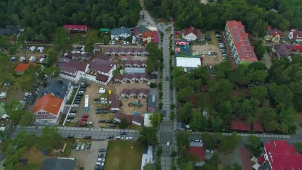 Πεζόδρομος Στο Dziwnowek Deptak Aerial View Poland Υψηλής Ποιότητας Πλάνα — Αρχείο Βίντεο