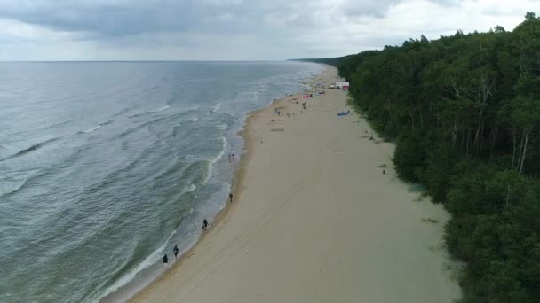 Strand Baltic Sea Lukecin Plaza Morze Baltyckiea Aerial View Poland — Stockvideo