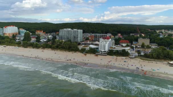 Praia Mar Báltico Miedzyzdroje Plaza Morze Baltyckie Vista Aérea Polônia — Vídeo de Stock