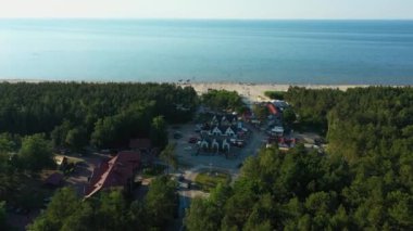 Sahil Baltık Denizi Jantar Plaza Morze Baltyckie Hava Görüntüsü Polonya. Yüksek kalite 4k görüntü