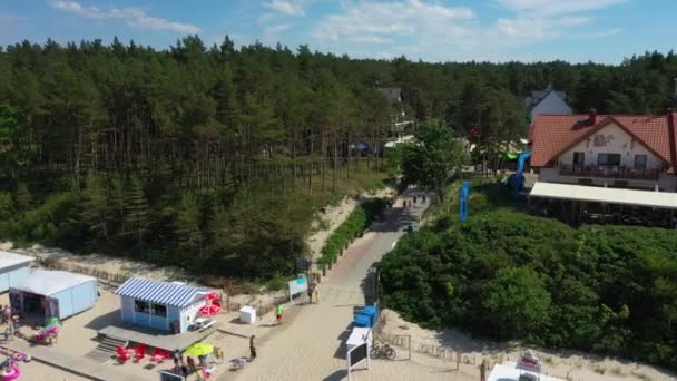 Strand Oostzee Sztutowo Plaza Morze Baltyckie Aerial View Polen Hoge — Stockvideo