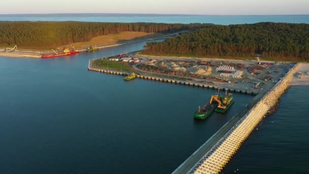 Vistula Spit Kanal Mierzei Wislanej Aerial View波兰运河 高质量的4K镜头 — 图库视频影像