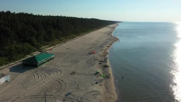 Strand Östersjön Katy Rybackie Plaza Morze Bacltyckie Aerial View Poland — Stockvideo