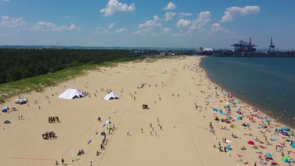 Plaża Morze Bałtyckie Stogi Plaza Morze Baltyckie Widok Powietrza Polska — Wideo stockowe