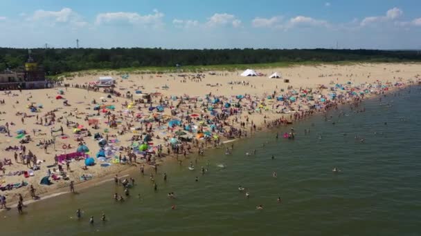 Пляж Балтійське Море Stogi Plaza Morze Baltyckie Air View Poland — стокове відео