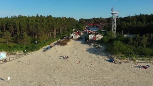 Road Beach Katy Rybackie Droga Plaze Aerial View Poland 고품질 — 비디오