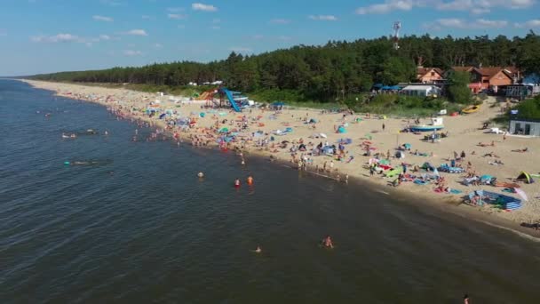 Пляж Балтійського Моря Stegna Plaza Morze Baltyckie Air View Poland — стокове відео