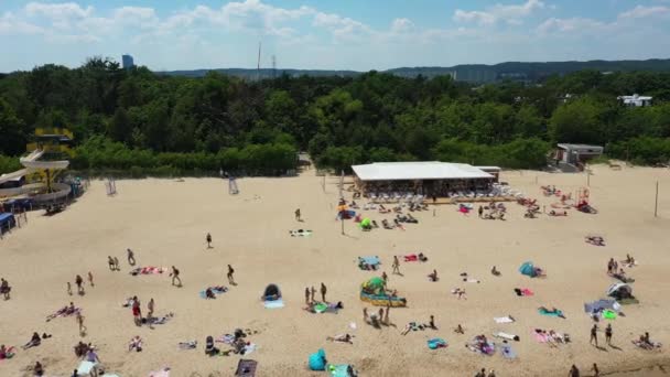 Pláž Baltské Moře Plaza Jelitkowo Gdaňsk Morze Baltyckie Aerial View — Stock video