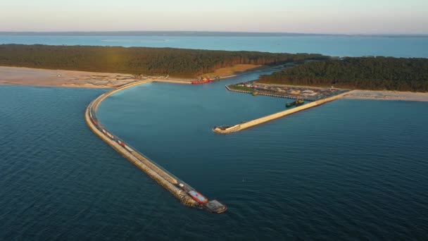 Vistula Spit Kanal Mierzei Wislanej Aerial View波兰运河 高质量的4K镜头 — 图库视频影像