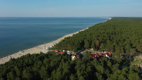Sahil Baltık Denizi Katy Rybackie Plaza Morze Bacltyckie Hava Manzaralı — Stok video