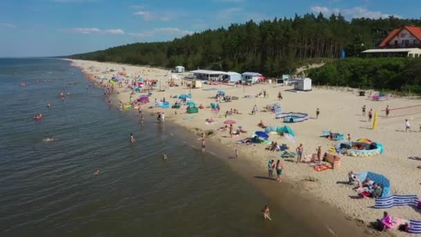 Strand Baltic Sea Sztutowo Plaza Morze Baltyckie Aerial View Poland — Stockvideo