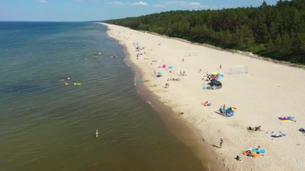 Plage Mer Baltique Sztutowo Plaza Morze Baltyckie Vue Aérienne Pologne — Video