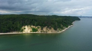 Güzel Cliff Gdynia Orlowo Piekny Klif Hava Manzaralı Polonya. Yüksek kalite 4k görüntü