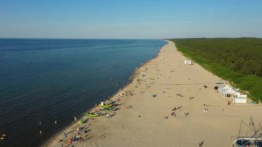 Sahil Baltık Denizi Jantar Plaza Morze Baltyckie Hava Görüntüsü Polonya. Yüksek kalite 4k görüntü