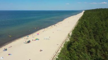 Sahil Baltık Denizi Sztutowo Plaza Morze Baltyckie Hava Manzaralı Polonya. Yüksek kalite 4k görüntü