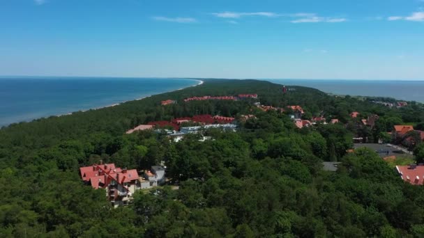Gyönyörű Táj Erdő Krynica Morska Krajobraz Las Morze Aerial View — Stock videók