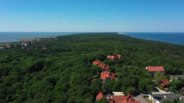 Prachtig Landschap Bos Krynica Morska Krajobraz Las Morze Luchtfoto View — Stockvideo
