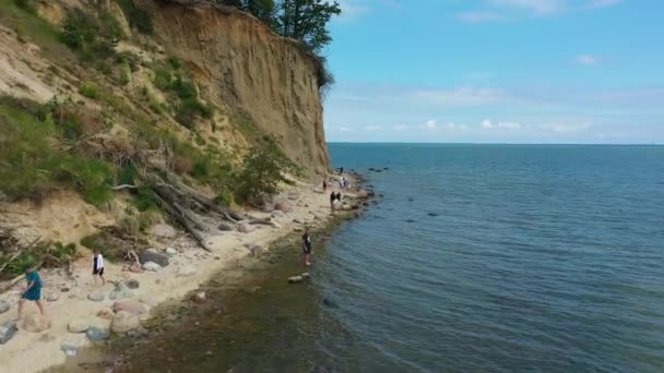 Beach Cliff Gdynia Orlowo Plaza Klif Widok Lotu Ptaka Polska — Wideo stockowe