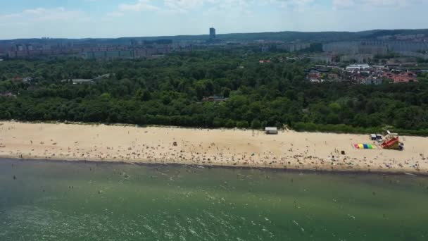 Plaza Baltic Sea Plaza Jelitkowo Gdańsk Morze Bałtyckie Widok Lotu — Wideo stockowe