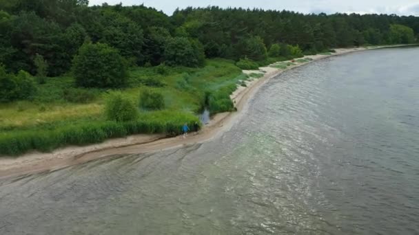 Strand Baltic Sea Plaza Bladzikowo Morze Baltyckie Aerial View Polen — Stockvideo