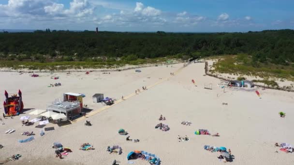 Piękny Beach Hel Plaza Aerial View Polska Wysokiej Jakości Materiał — Wideo stockowe