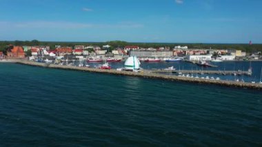 Panorama Limanı Hel Havaalanı Görünümü Polonya. Yüksek kalite 4k görüntü