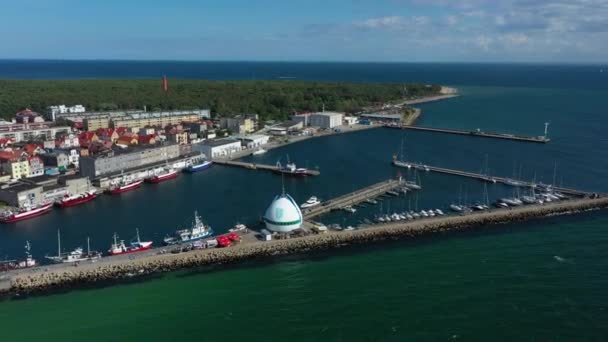 Воздушный Вид Порт Сеапорт Хель Высококачественные Кадры — стоковое видео