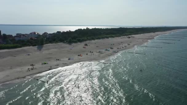 Beach Baltic Sea Kuznica Plaza Morze Baltyckie Aerial View Poland — Stock Video