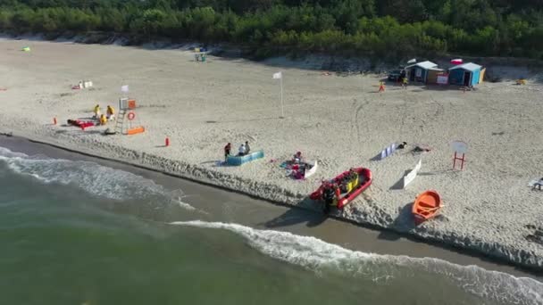 Praia Mar Báltico Kuznica Plaza Morze Baltyckie Aerial View Poland — Vídeo de Stock