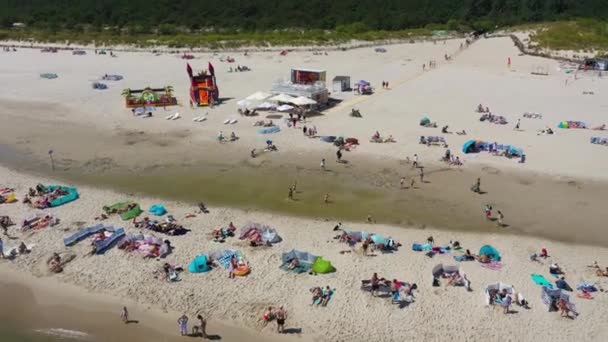 Beach Baltic Sea Hel Plaza Morze Baltyckie Aerial View Poland — стоковое видео