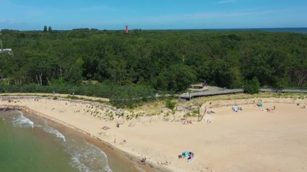 Promenada Przy Plaży Hel Promenada Plaza Aerial View Poland Wysokiej — Wideo stockowe
