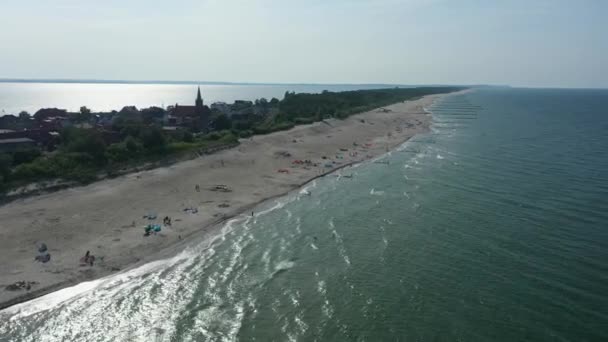 Plaża Morze Bałtyckie Kuznica Plaza Morze Baltyckie Widok Powietrza Polska — Wideo stockowe