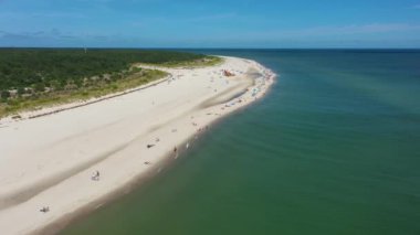 Plaj Baltık Denizi Hel Plaza Morze Baltyckie Hava Görüntüsü Polonya. Yüksek kalite 4k görüntü