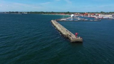 Breakwater Limanı Hel Falochron Port Morski Havaalanı Polonya. Yüksek kalite 4k görüntü