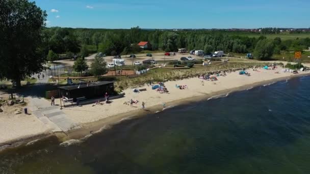 Beach Baltic Sea Mechelinki Plaza Morze Baltyckie Aerial View Poland — Stock Video