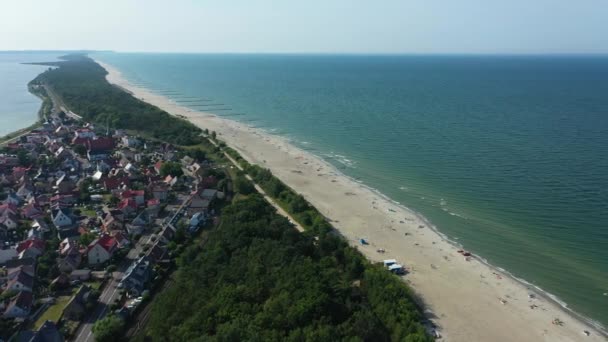 Panorama Beach Baltic Sea Kuznica Plaza Morze Baltyckie Aerial View — Stock Video