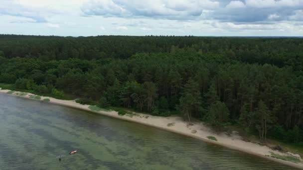 Praia Baltic Sea Plaza Bladzikowo Morze Baltyckie Aerial View Poland — Vídeo de Stock