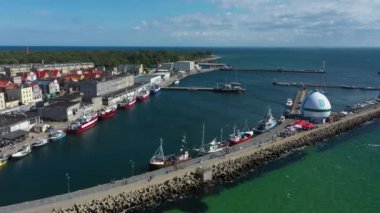 Panorama Limanı Hel Havaalanı Görünümü Polonya. Yüksek kalite 4k görüntü