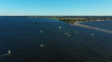 Burun Uçurtması Cypel Rewski Rewa Hava Görüntüsü Polonya. Yüksek kalite 4k görüntü