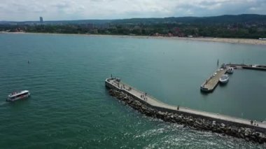 Güzel Baltık Denizi Sopot Molo Morze Baltyckie Hava Manzaralı Polonya. Yüksek kalite 4k görüntü