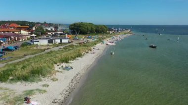 Kuznica Lodzie Plaza Havacılık Polonya 'daki Boats Plajı. Yüksek kalite 4k görüntü