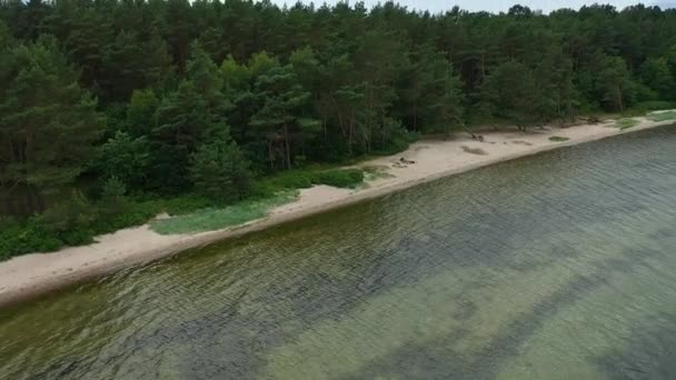 Strand Baltic Sea Plaza Bladzikowo Morze Baltyckie Flygfoto Polen Högkvalitativ — Stockvideo